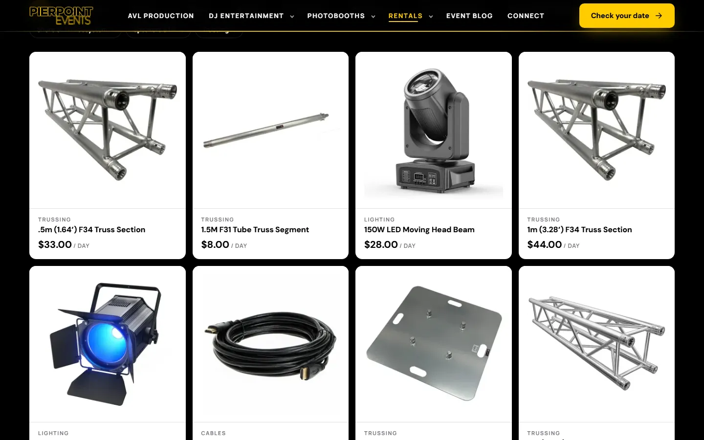 Pierpoint Events, further down the page