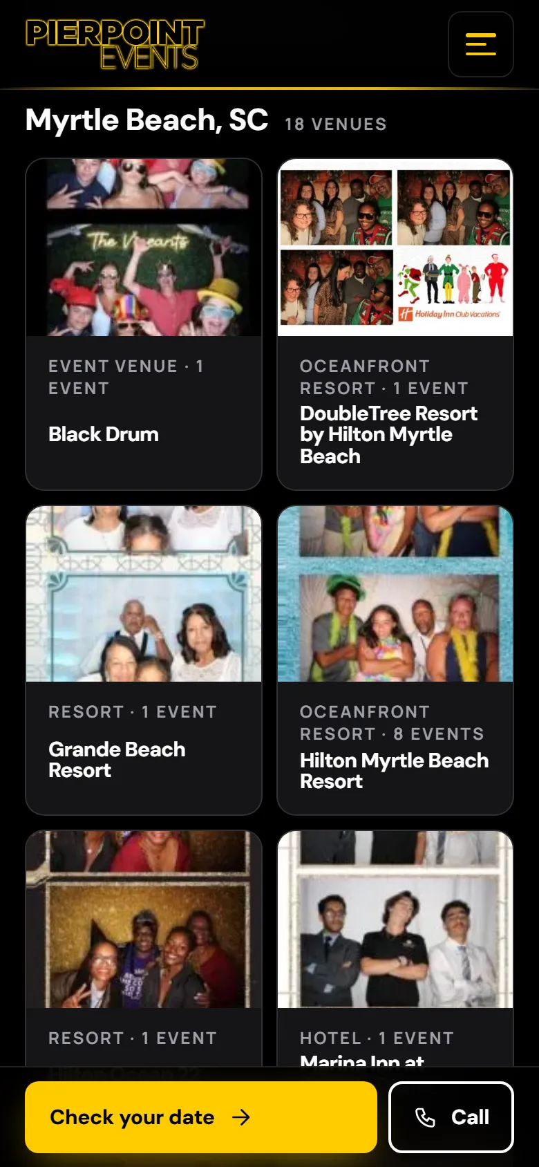 Pierpoint Events on a phone, scrolled